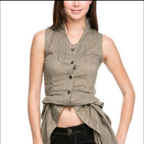 Elaine Edge of Bridgerton: Ruched sleeveless top (tan sz med) - Picture 3 of 6